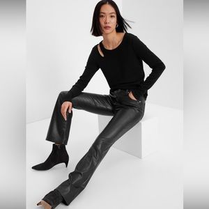 NWT! Women’s Mid Rise Faux-Leather Baby Boot Jeans - Size 28 Tall